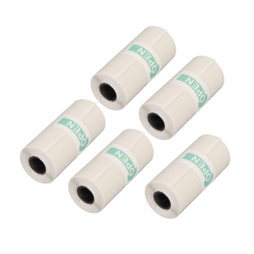 5 Rolls Adhesive Thermal Paper 2.2in Long 1in Wide Printing Transparent Thermal Sticker Paper for Photo Document Webpage