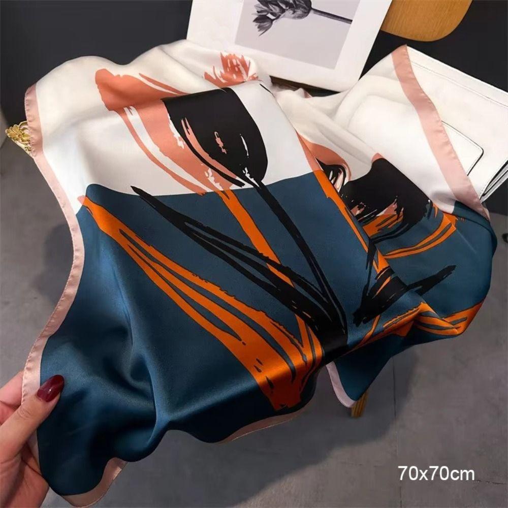 Polyester Lily Scarves Wrap Square Neckerchief Fashion Silk Hair Bands Female Accessories