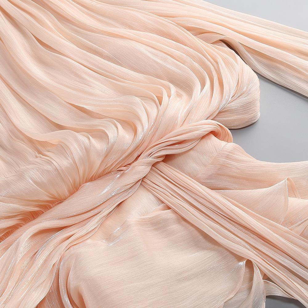 European & American Resort Style Elegant Irregular Mesh Puff Sleeve High-End Long Sleeve Dress