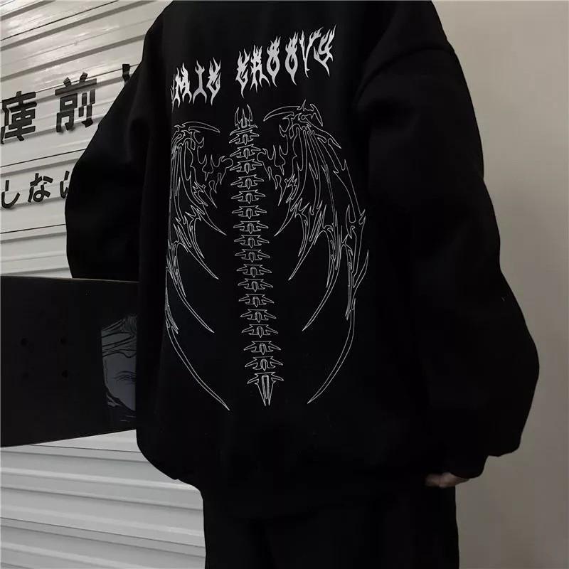 Women's Gothic Dark Style Hoodie - European & American Hip Hop Harajuku Plus Size Sweatshirt