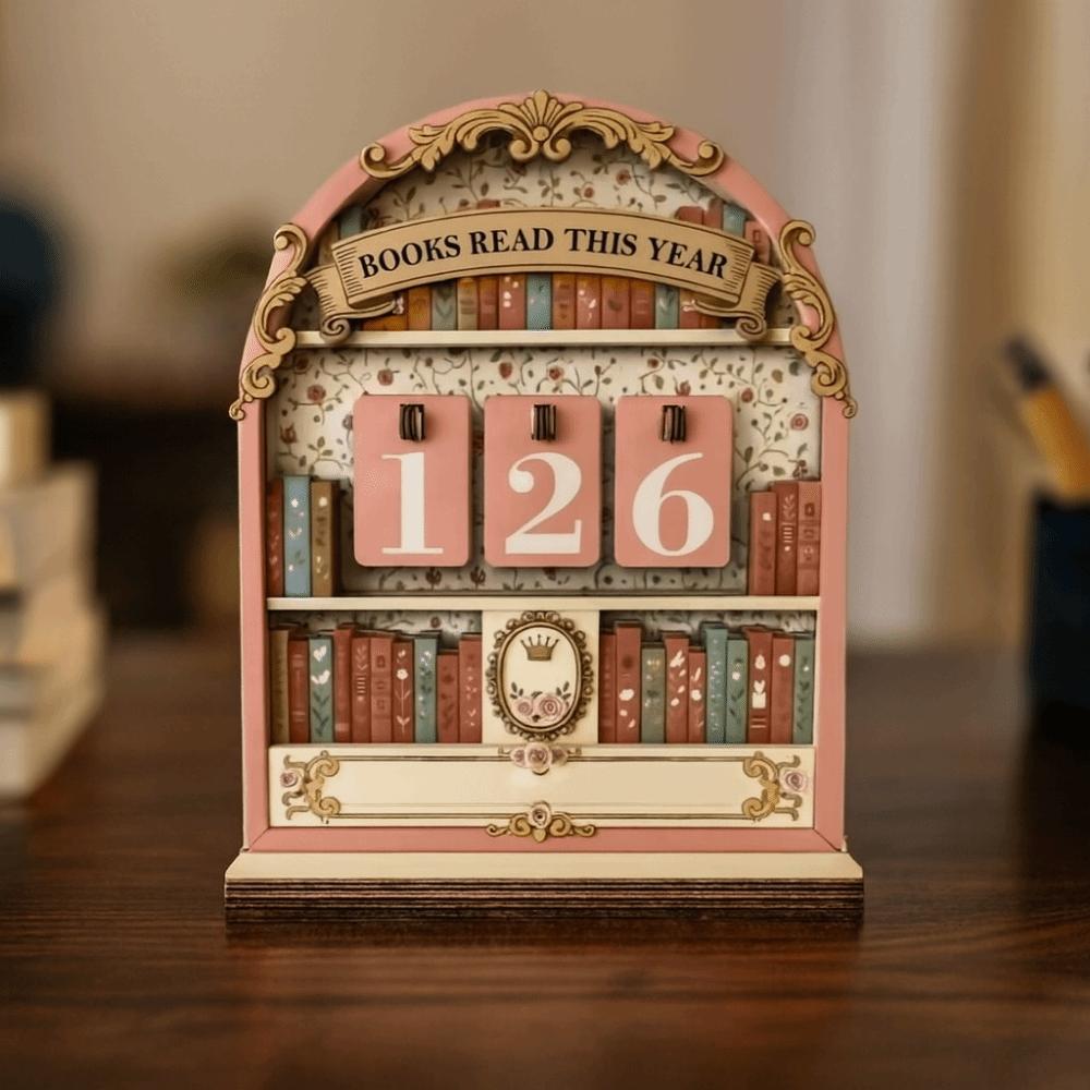 Ретро Трекер Читательского Вызова Деревянный Регистратор Чтения Книг Украшение Книжной Полки Книжный Червь