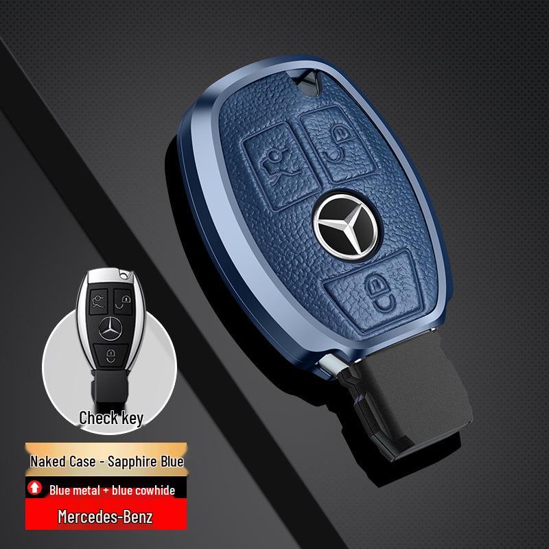Металлический чехол для ключей из натуральной кожи для Mercedes-Benz C-Class, E-Class, GLC300L, 260L, E300L, E200