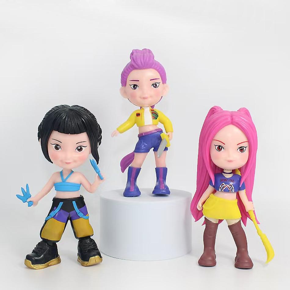 3pcs/Set Kpop Demon Hunters Action Figure Toy Derpys Tiger Rumi Mira Zoey Sussy Figurine Doll For Fans Gift