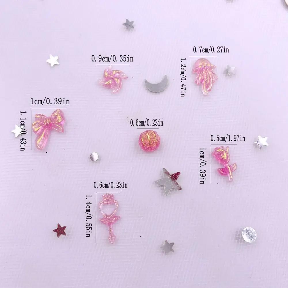 8g Resin Mini Glitter Colorful Magic Wand Jellyfish Rose Art Nail Flat Back Rhinestone Applique DIY Scrapbook Jewellery Decor