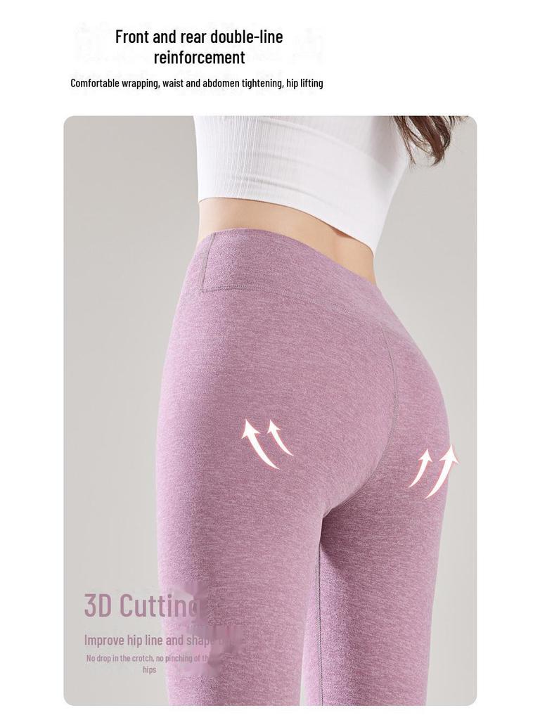 Женские шелковые термолеггинсы с высокой талией – брюки из шерсти и хлопка с бархатной подкладкой для осени и зимы