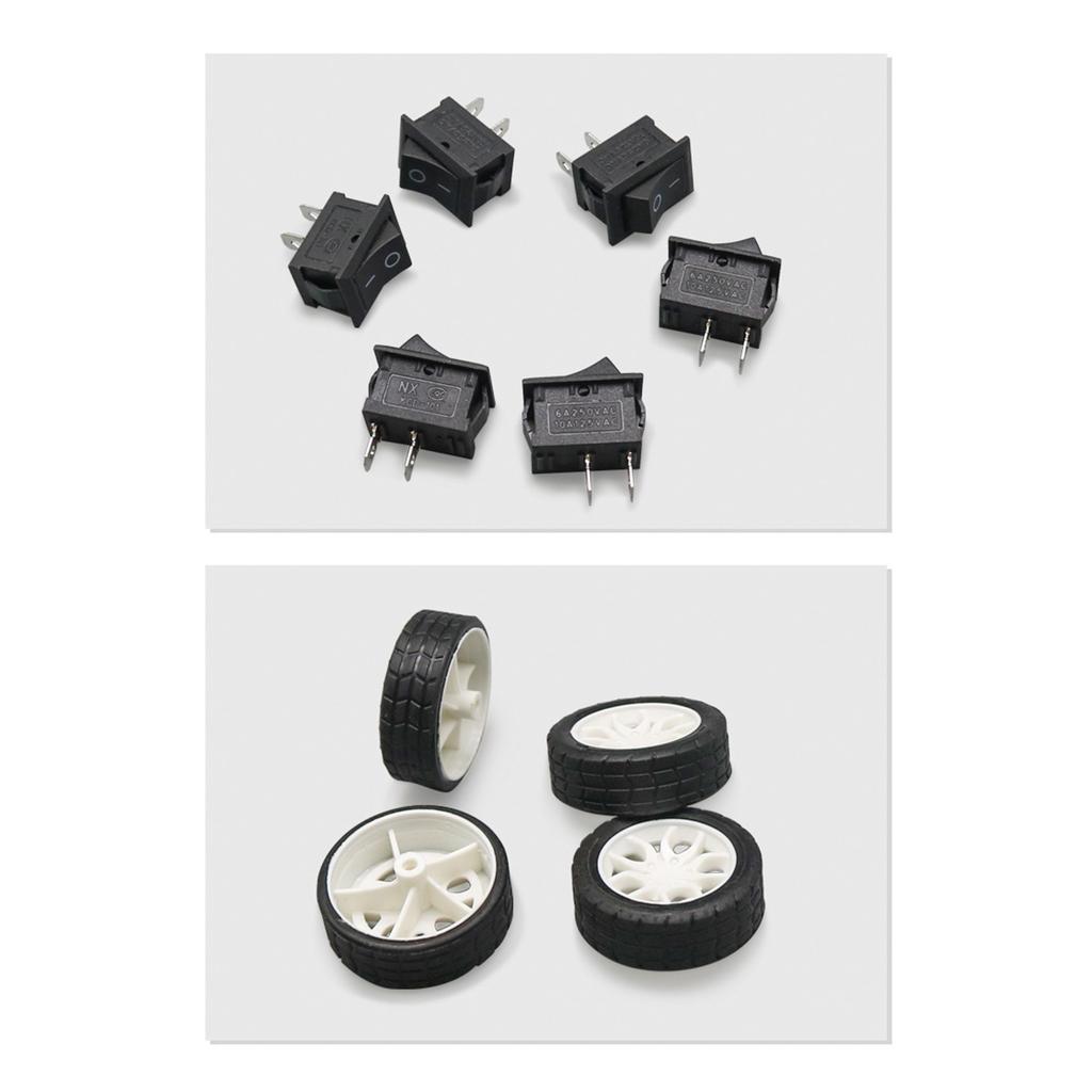 Наборы двигателей постоянного тока с аксессуарами для научных проектов «сделай сам», включая держатель батареи, переключатель, пропеллер и пластиковые шестерни