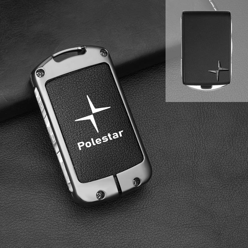 drvfj6 Car Smart Remote Key Case Full Leather Cover Protection Holder Shell For Volvo Polestar 2 Polestar 3 2023 2024 Keyless Keychain