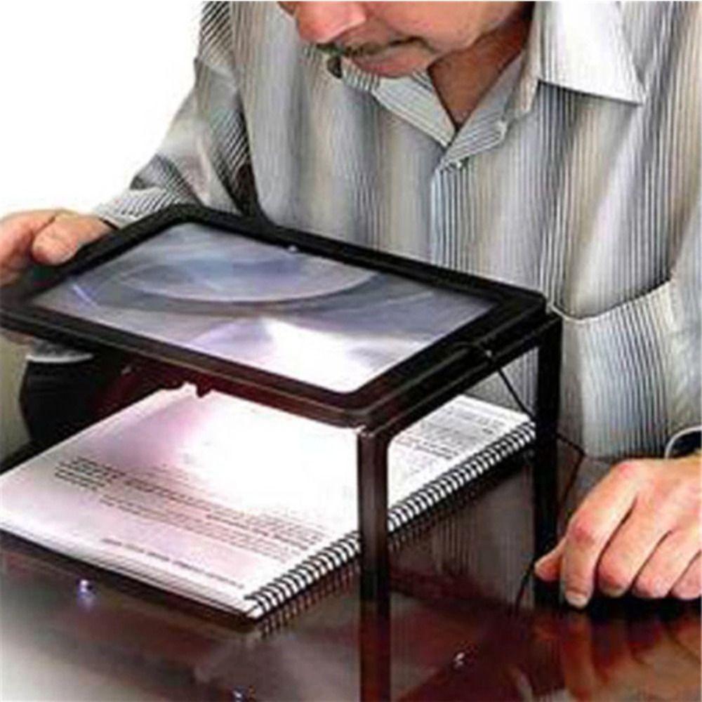 4 LED Light Reading 3X Magnifier Full Page a4 LED Magnifying Glass  for Reading Sewing Knitting