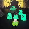 6Pcs/set Luminous Halloween Ornament Cartoon Owl Ghost Pumpkin Doll Micro Landscape Decoration Dollhouse Miniature Toy