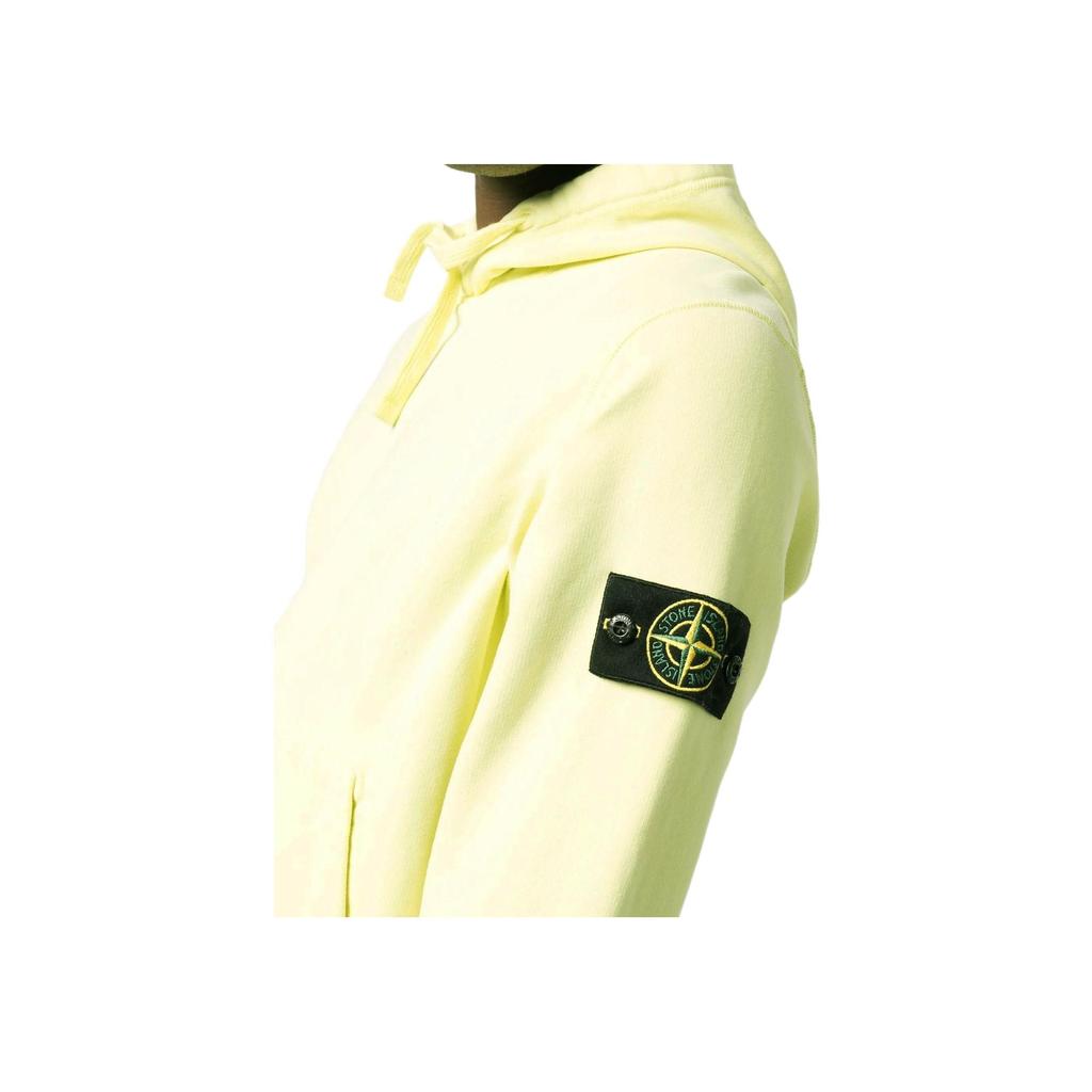 STONE ISLAND Fw22 Однотонный пуловер с логотипом и карманом-кенгуру Мужской свитшот Лимонно-желтый 771564120-V0031