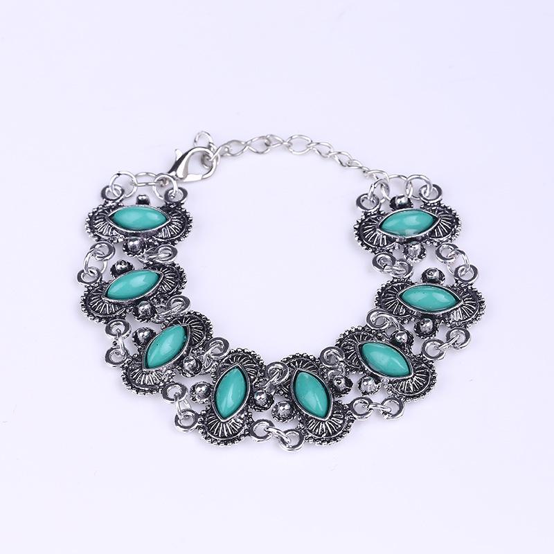 Браслет на щиколотку из тибетского серебра с бирюзовым оттенком