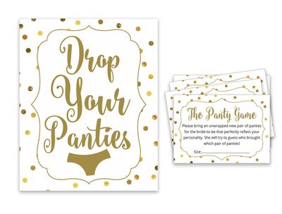 Inkdotpot Девичник Игра Сбрось трусики Золотое конфетти Игра для свадебного душа 1 ЗнакА    30 Размер