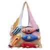 Fish Cotton Crochet Shoulder Bag Large Capacity Tassels Beach Handbag Hollow Out Woven Bag  Beach