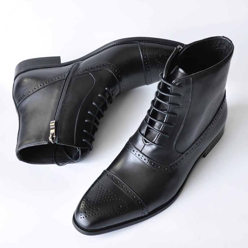 2025 New Men's Retro Cowboy Boots Leather Shoes Chelsea Boots Pointed Toe Men Boots Zipper Male Ankle Boots Autumn Winter Shoes