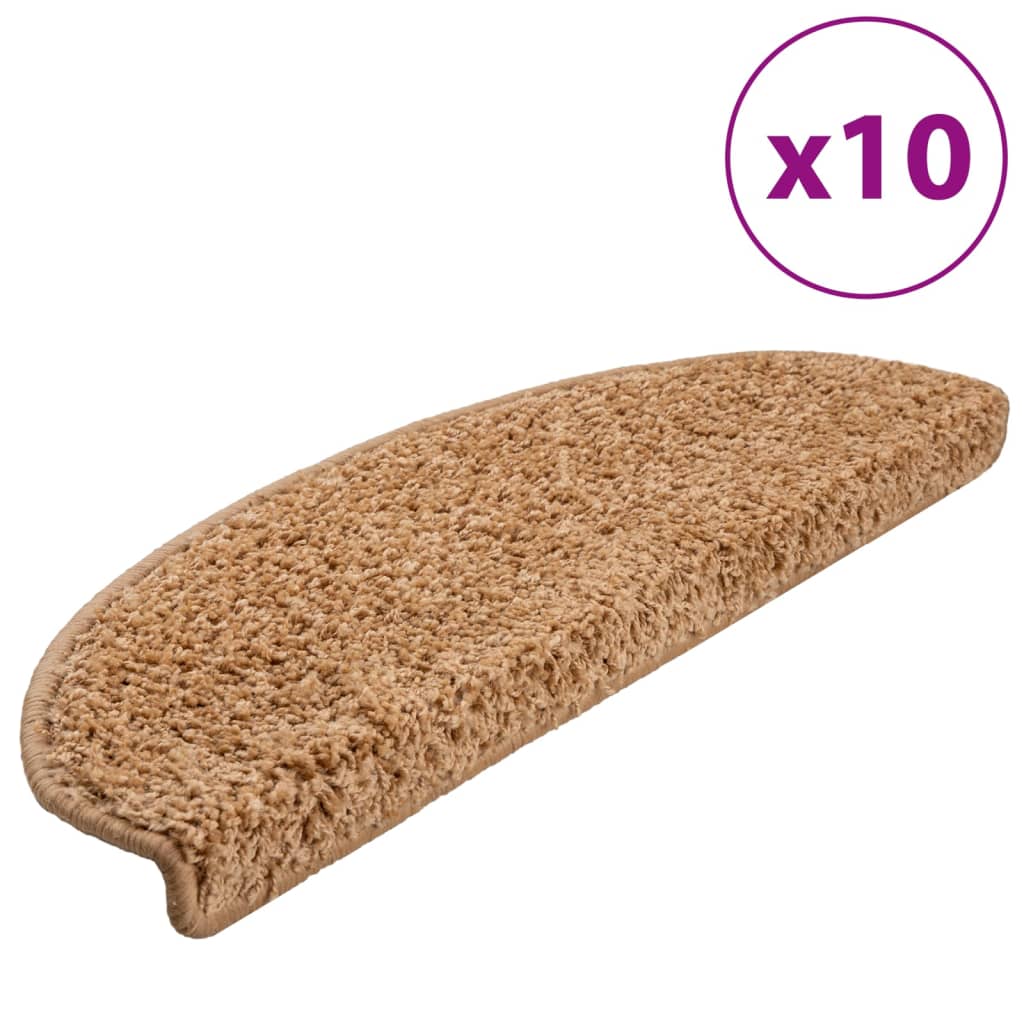 Stair Treads 10 pcs 65 x 21 x 4 cm Beige Semi Round Large