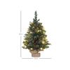 HOMCOM Sapin de Noël avec éclairage LED, 60 cm, pommes de pin et baies rouges, support inclus, vert/blanc