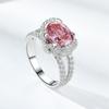 Starry Sky Cut Flash Comparable To Ice Dove Egg Pink Zircon Open Ring Female Niche Light Luxury Wedding Accessories