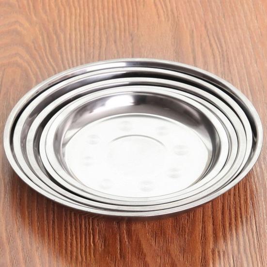 Fruit Tray Beautiful Fashionable Thickened Round Stackable Anti-fall Space-saving Stainless Steel Grill Plate Home Accessories