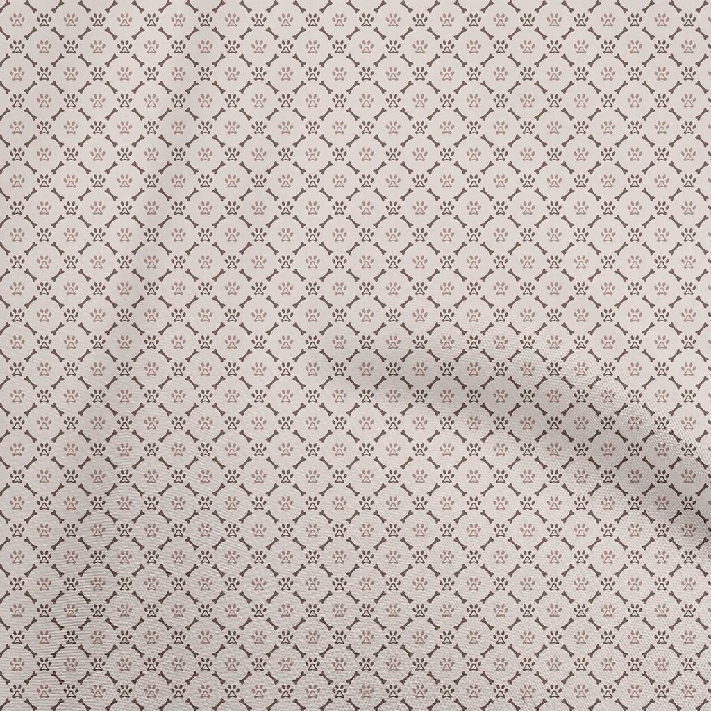oneOone Cotton Flex Black Fabric Bone & Paw Dress Material Fabric Print Fabric By The Yard 40 Inch