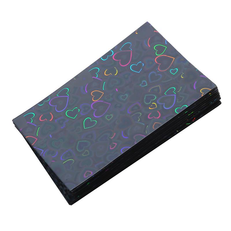 50pcs Heart Printed Laser Frosted Film Kpop Card Holders Idol Card Collect Protective Film Photocard Game Cards Protector Cover