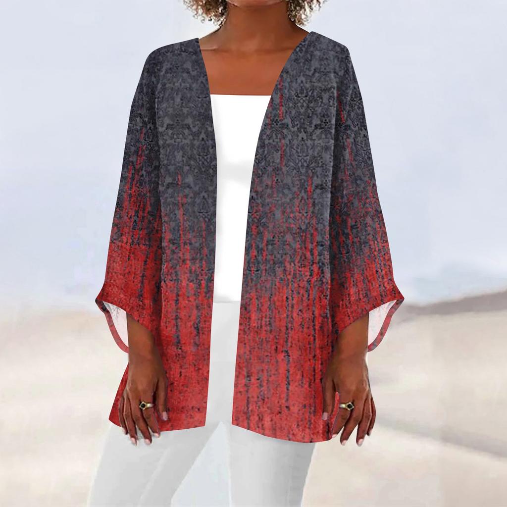 Женская повседневная модная легкая куртка средней длины с принтом в стиле ретро, ​​кардиган