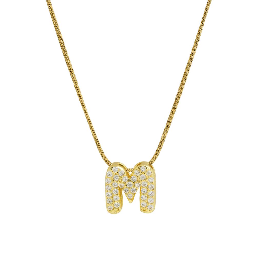 Изящное крошечное колье-чокер с буквой из циркона для женщин, позолоченная нержавеющая сталь, змеиная цепочка, алфавитные подвески