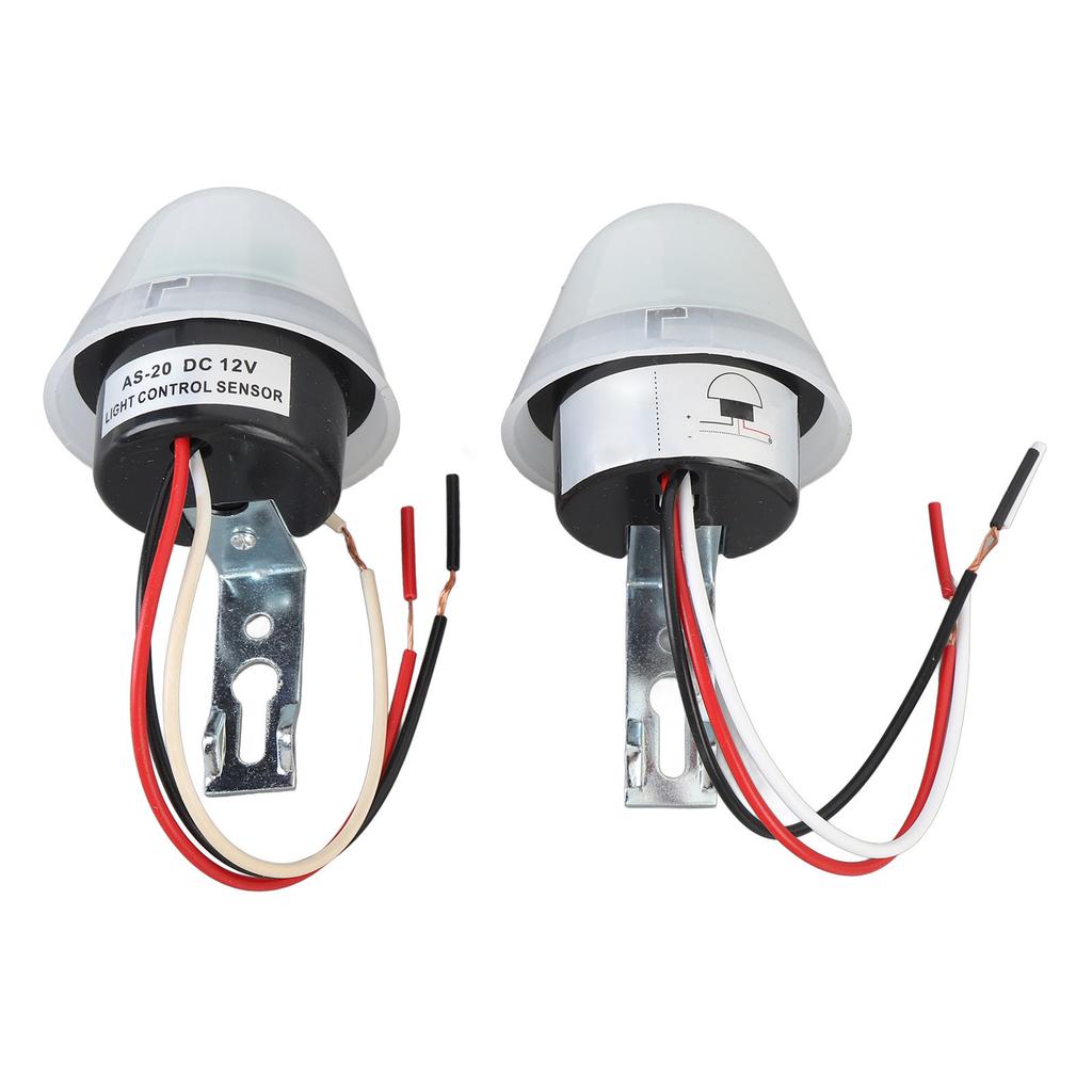 2 Pcs Photocell Light Control Switch 10A Rainproof Sensitive Auto On Off Light Switch for Outdoor Garden AC DC24V