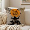 Scary Halloween Bat Pumpkin Cushion Cover Linen Minimalist Soft  for Sofa Bed Home Room Decor