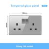 UK 13A Doublel usb электрическая розетка настенный светодиодный выключатель, серое стекло универсальный Type-c 18 Вт интеллектуальная быстрая зарядка розетка питания вилка