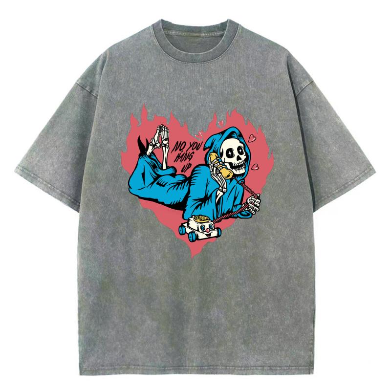 Расписанная вручную футболка с принтом черепа любви женская из стираного хлопка с коротким рукавом свободная большого размера унисекс топ пародия на ретро-стиль одежда для мужчин