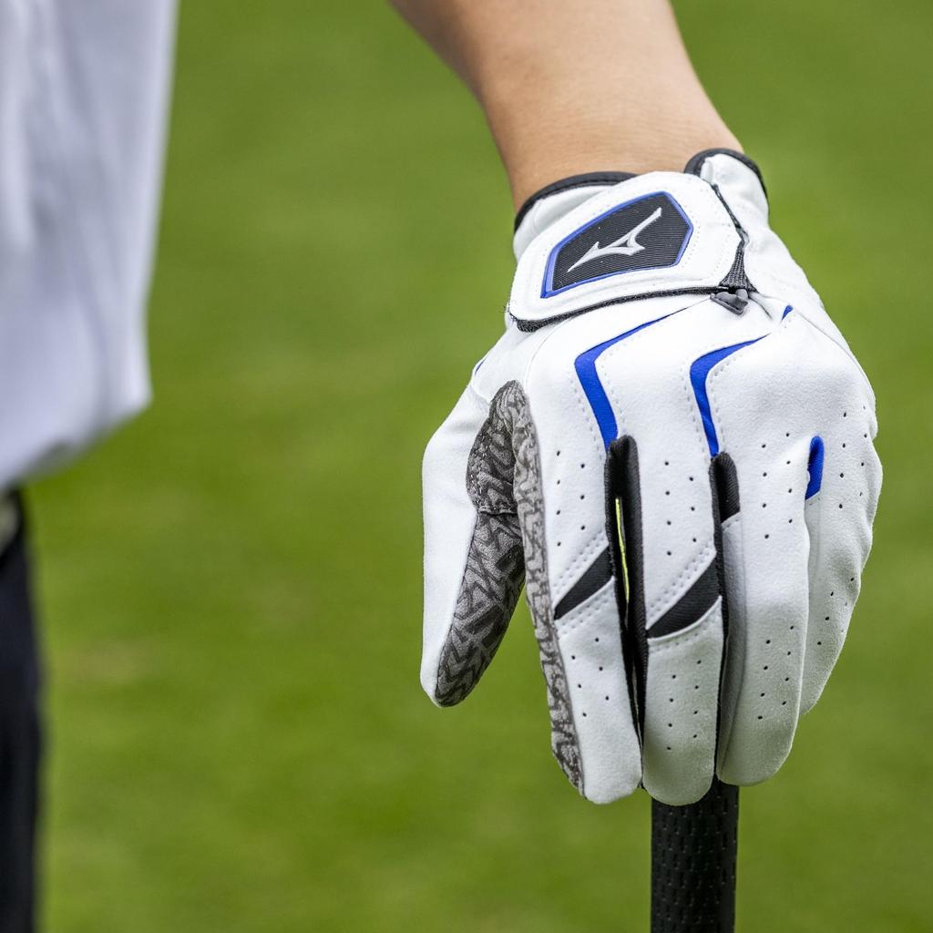 Mizuno Двойной захват Гольф Левая 5MJML401 Мужская перчатка, Рука, Белый/Синий, 23см,