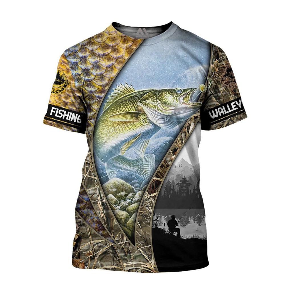 Vintage T Shirt for Mens Fishing 3D Print Outdoor Sports Short Sleeve Top Casual Man's T-Shirt Loose Tee Graphic Men Clothing