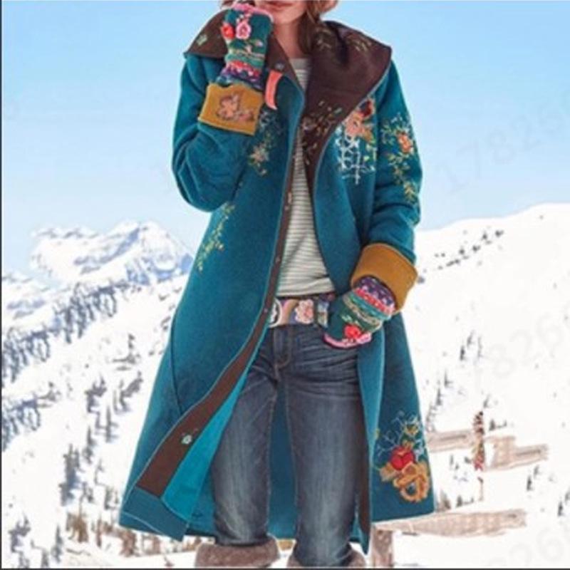 Женское шерстяное пальто средней длины с принтом дракона и феникса в европейском и американском стиле, осень/зима 2025 г.