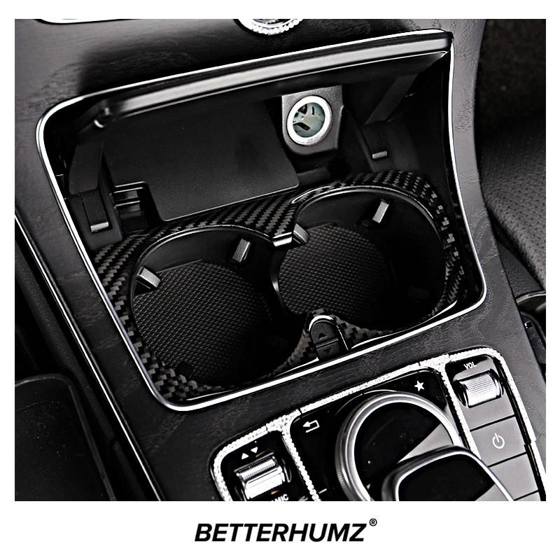 Углеродное волокно для Mercedes Benz W205 C180 C200 C300 C Class Центральная консоль Подстаканник Отделка Рамка Наклейка Интерьер автомобиля