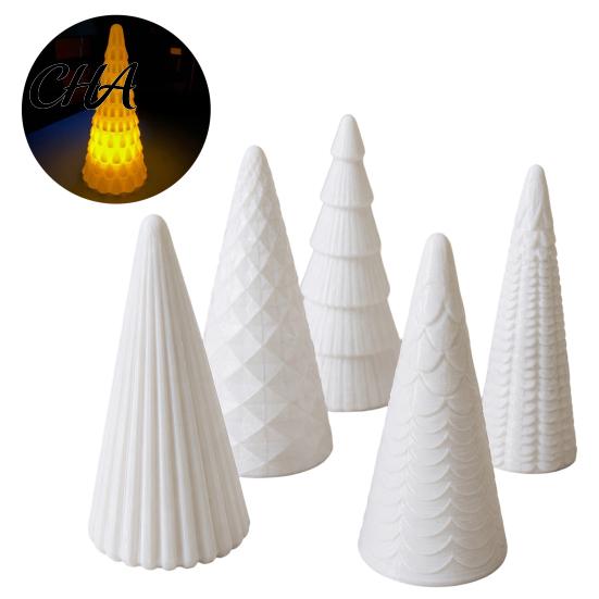 Holiday Living Room Accents 5Pcs Illuminated Christmas Tree With/No LED Lights, Nordic Style Luminous Desktop Ornaments Tabletop Ornaments,