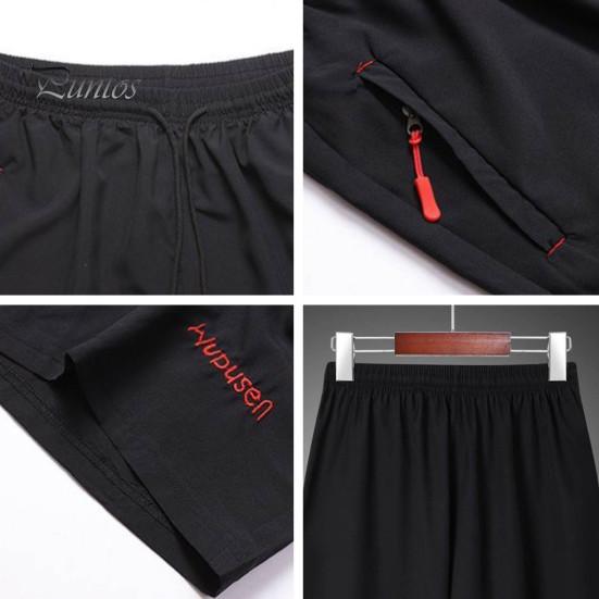 Мужские летние повседневные шорты с карманами на молнии, эластичные завязки на талии, широкие брюки для бега, фитнеса, пляжные шорты