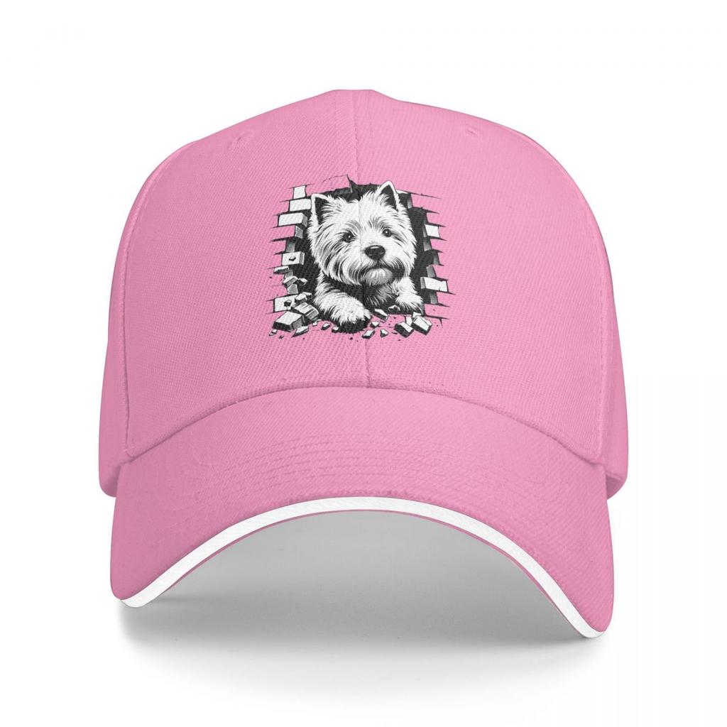 Peeking Dog West Highland White Terrier Baseball Caps Snapback Baseball Hats Breathable Casual Casquette Outdoor for Unisex