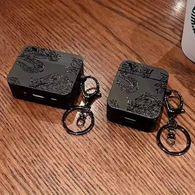 Простой черный чехол с узором дракона для Airpods Pro2 и Pro, AirPods 4, 3, 1 или 2, защитная мягкая накладка для беспроводных Bluetooth-наушников