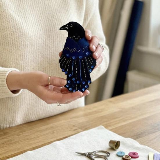 Сумка для шитья "Ворон" Хранитель стежков Ручной работы Фетровый Ворон Швейная сумочка Органайзер для швейных принадлежностей Подарок для любителей рукоделия Мамы Женщины