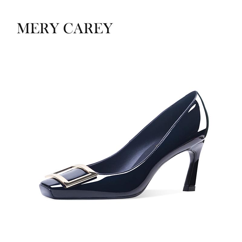 Роскошные кожаные туфли на высоком каблуке для женщин 2024 года, новые летние туфли-лодочки с квадратным носком и французским темпераментом для офиса, телесные туфли для девочек