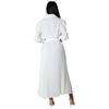 Spring Summer Women's Long Sleeve Polo Neck High Waist Fashion Casual Pleated Dress