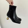 Модные Новые Черные Коричневые Необычные Ботильоны на Рюмочном Каблуке Европейская Американская Мода 6см Высокий Каблук Для Повседневной Носки Шоппинга Женские Ботинки 34-43