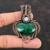 Malachite Copper Pendant Copper Wire Wrapped Jewelry Rainbow Moonstone Pendant Wire Wrap Pendant Handmade Gemstone Jewelry Engagement Gifts