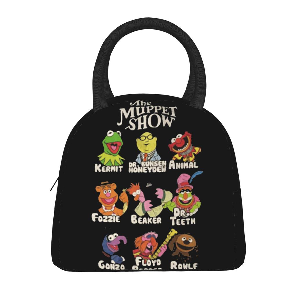 Kermit The Frog Pattern The Muppets Show Insulated Lunch Bags Meal Container Cooler Bag Tote Lunch Box Beach Travel Food Bag