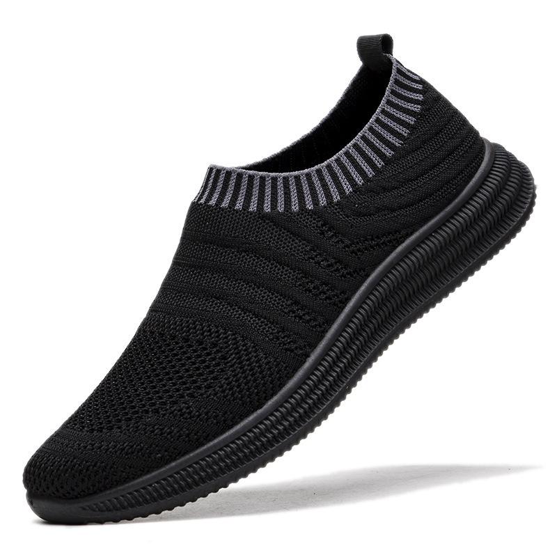 Flying woven mesh shoes spring and summer new shallow mouth light lazy fashion simple breathable comfortable men's shoes