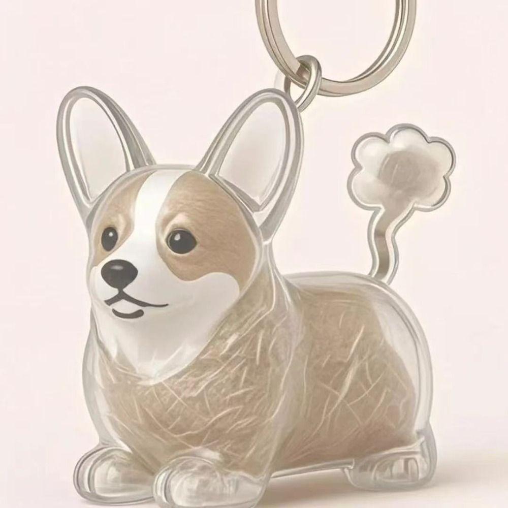 Transparent Pet Hair Keychain Dog Shape Puppy Pendants Cartoon Dog Hair Storage Box  Jewelry Gift