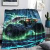 1Pc BadBeastTruck Print Flannel Blanket, High quality Comfortable for All Seasons, Home Decor, Warmth and Comfort, Perfect for Christmas Gifts