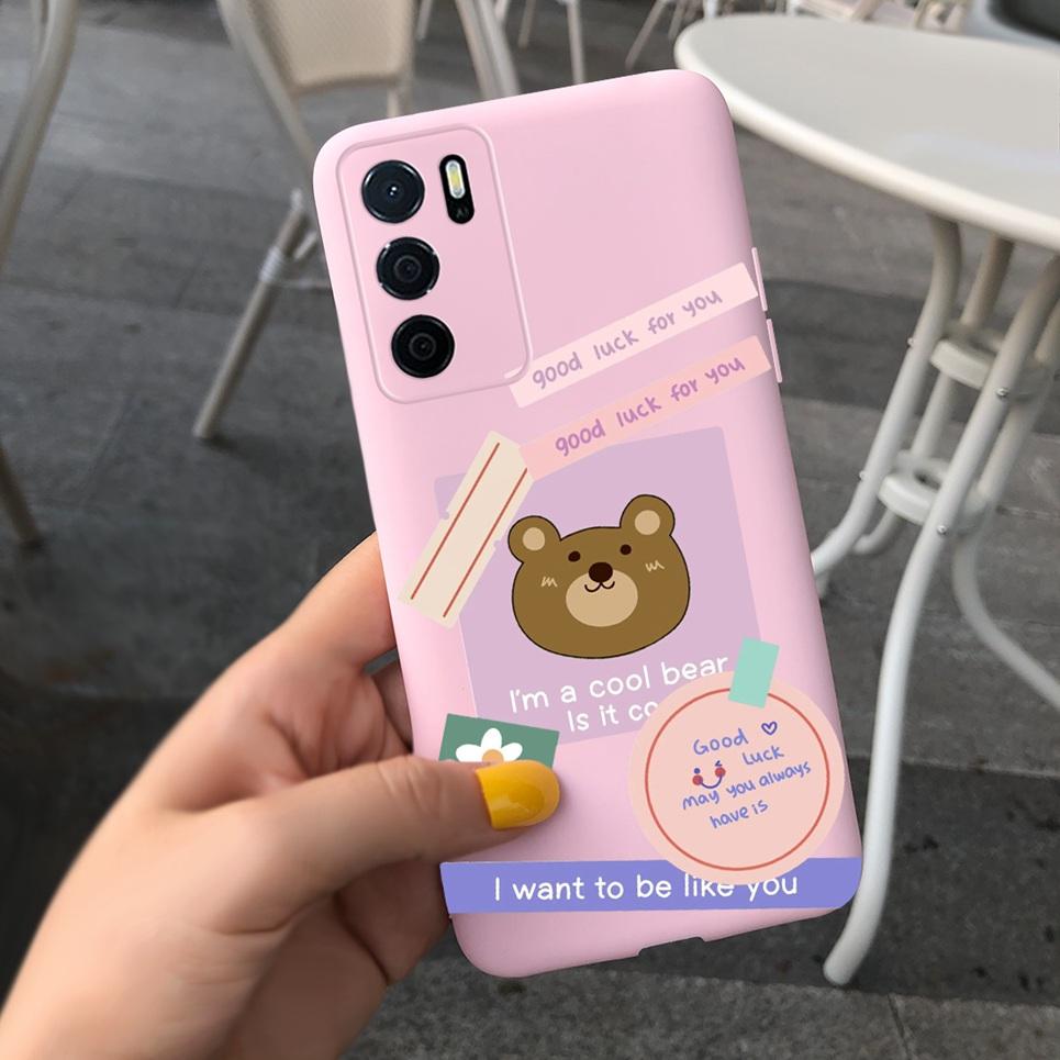 Для телефона Oppo A16 A16s A16k A16e Чехол Oppo A54s Задняя крышка Милый узор Жидкий силикон Матовый Coque Funads OppoA16K A 16 Чехол