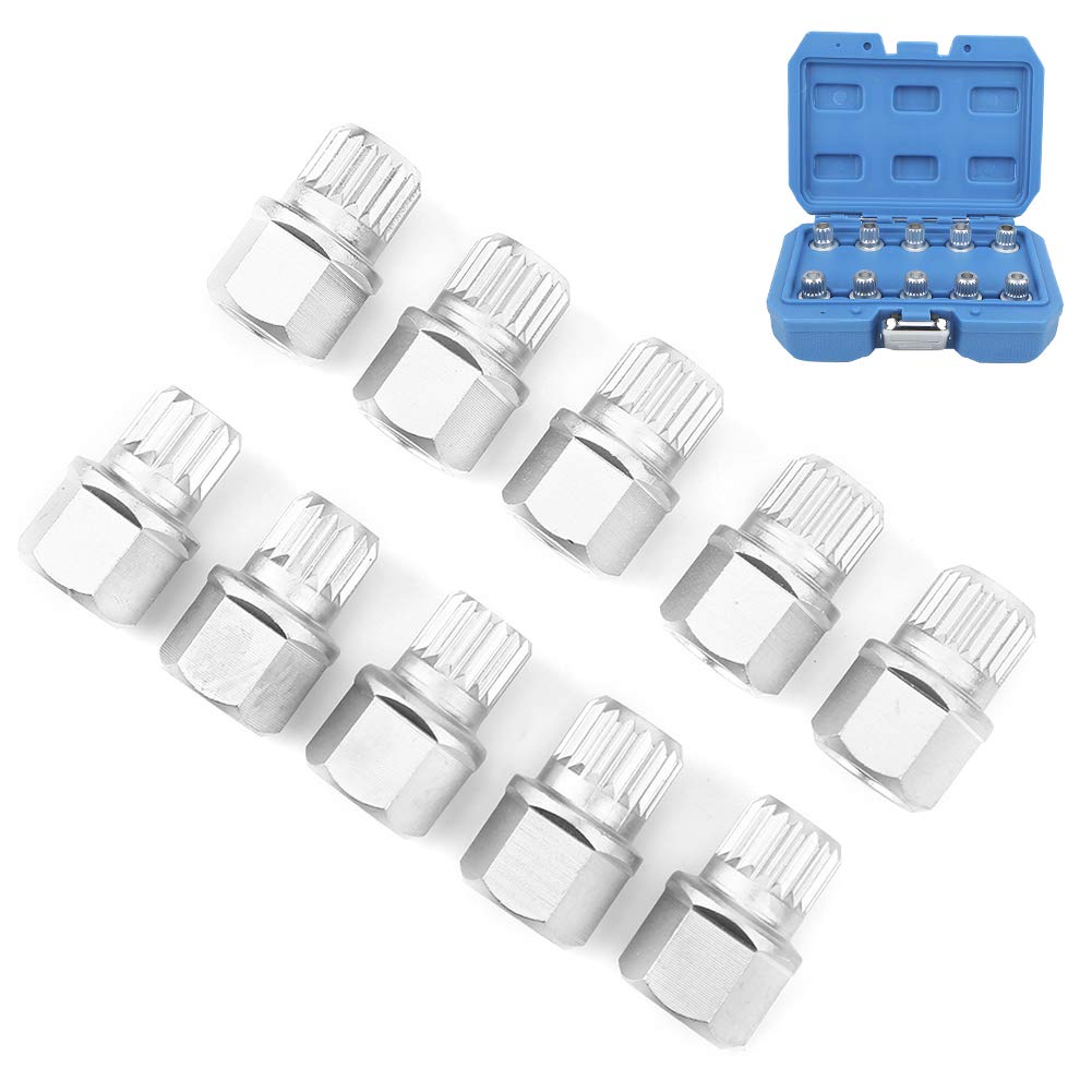 Wheel Lock Nut Removal Set, 10 Pcs Wheel Lock Lug Nut Key Set Remover Installation Anti-Theft Kit