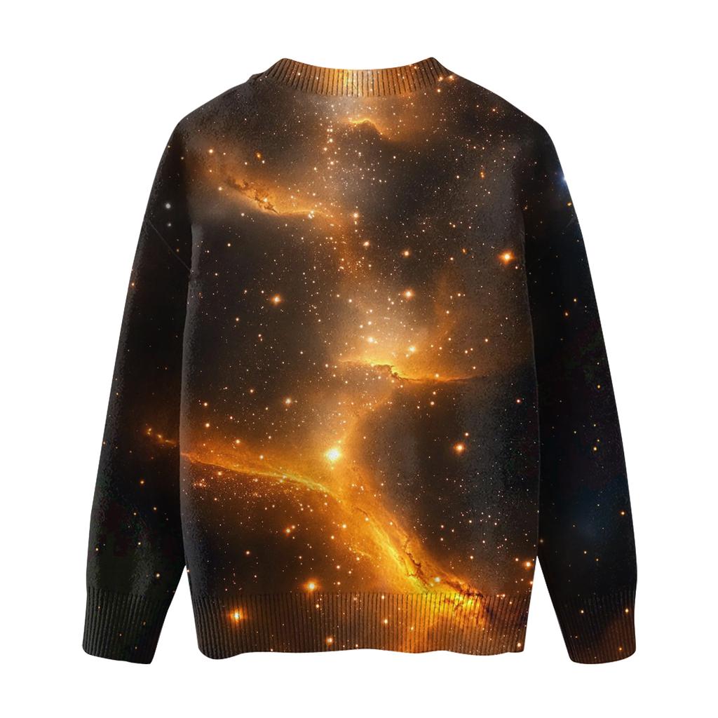 Ladies' Fashionable Casual Long Sleeved Christmas Printed Round Neck Knitted Yarn